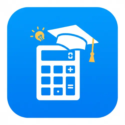 Minimalist blue and gold calculator icon for the Free Online CSU GPA Calculator (California State University).