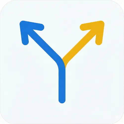Digital SAT Score Calculator icon showing adaptive routing logic for hard and easy modules.
