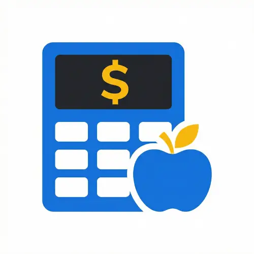 LAUSD Teacher Salary & Step Calculator icon showing ascending blue steps leading to a gold dollar sign symbolizing pay growth.