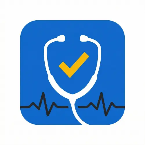 NCLEX-RN Readiness Calculator icon featuring a stethoscope shield and gold checkmark in GooExam brand colors.