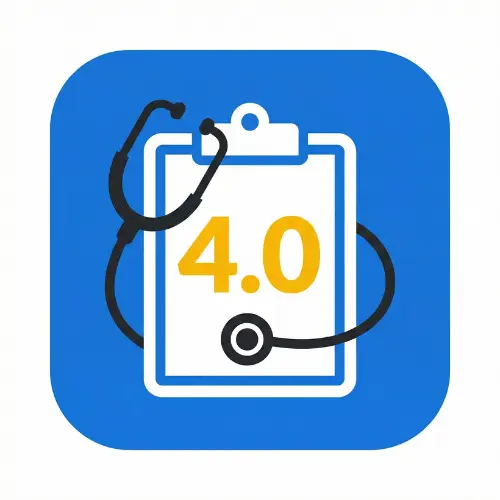 Nursing GPA Calculator icon featuring a medical clipboard and 4.0 grade in GooExam brand blue and gold.