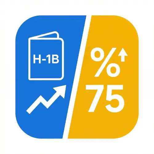 H-1B Lottery Odds Calculator icon showing US passport and probability chart in blue and gold
