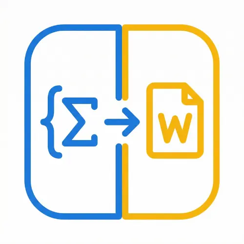 LaTeX to Word Converter Icon showing code transforming into document